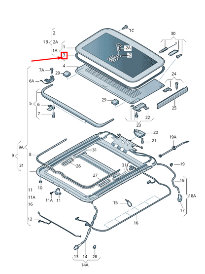 new audi a8 4h sunroof glass seal 4e0877297a original