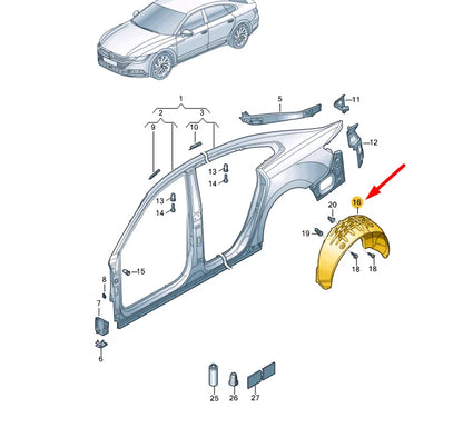 NEW VOLKSWAGEN ARTEON 3H7 REAR RIGHT WHEEL HOUSING LINER 3G8810972 ORIGINAL
