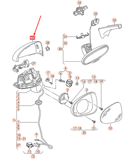 NEW AUDI A3 8V FRONT LEFT DOOR MIRROR CAP 8V0857527DGRU ORIGINAL