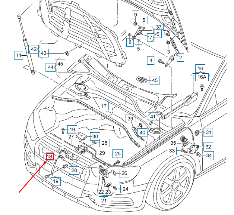 NEW AUDI A3 8V FRONT HOOD LID CATCH HOOK 8V4823485D ORIGINAL