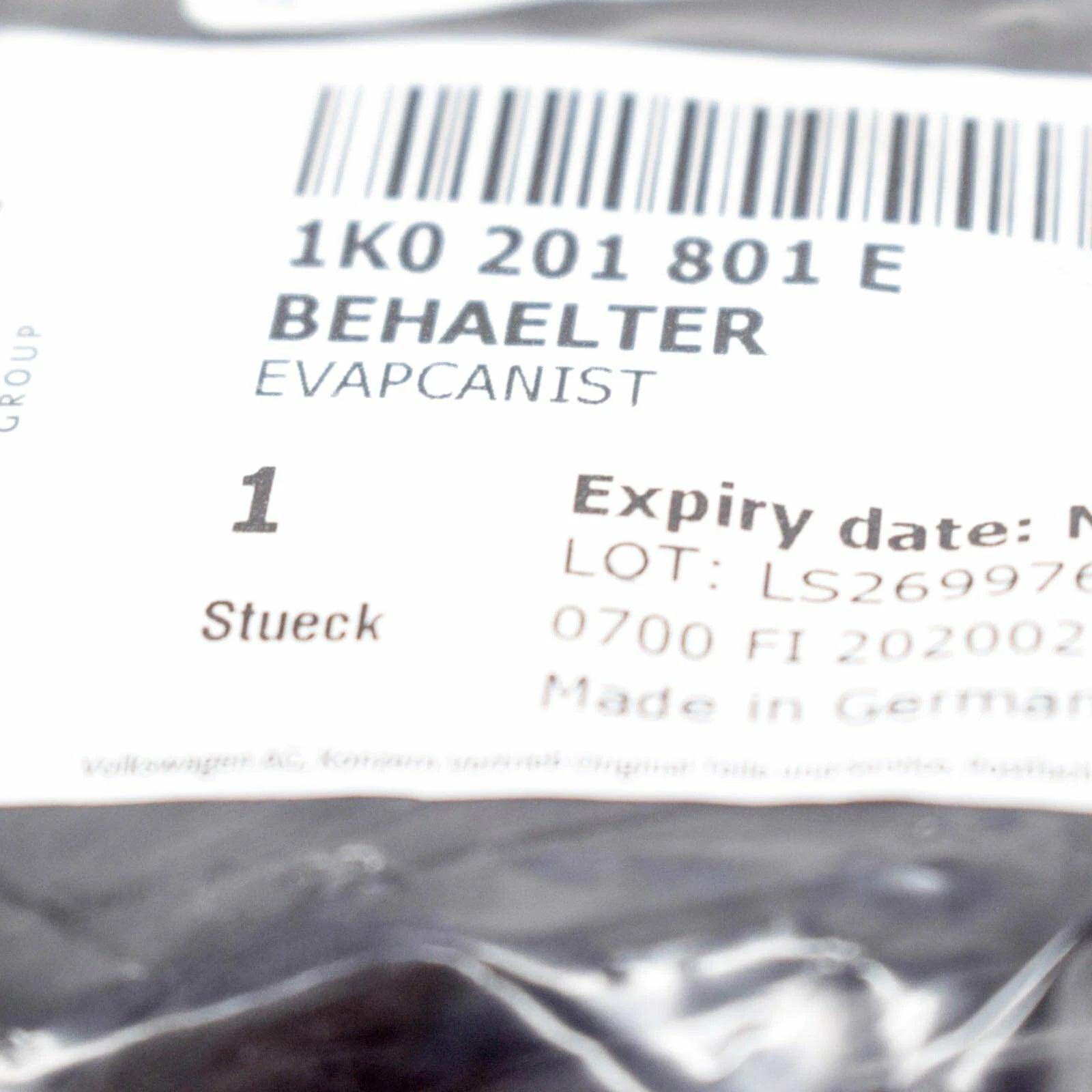 NEW AUDI A3 8PA 1K0201801E VAPOR CANISTER CHARCOAL FILTER 1.6 FSI PETROL