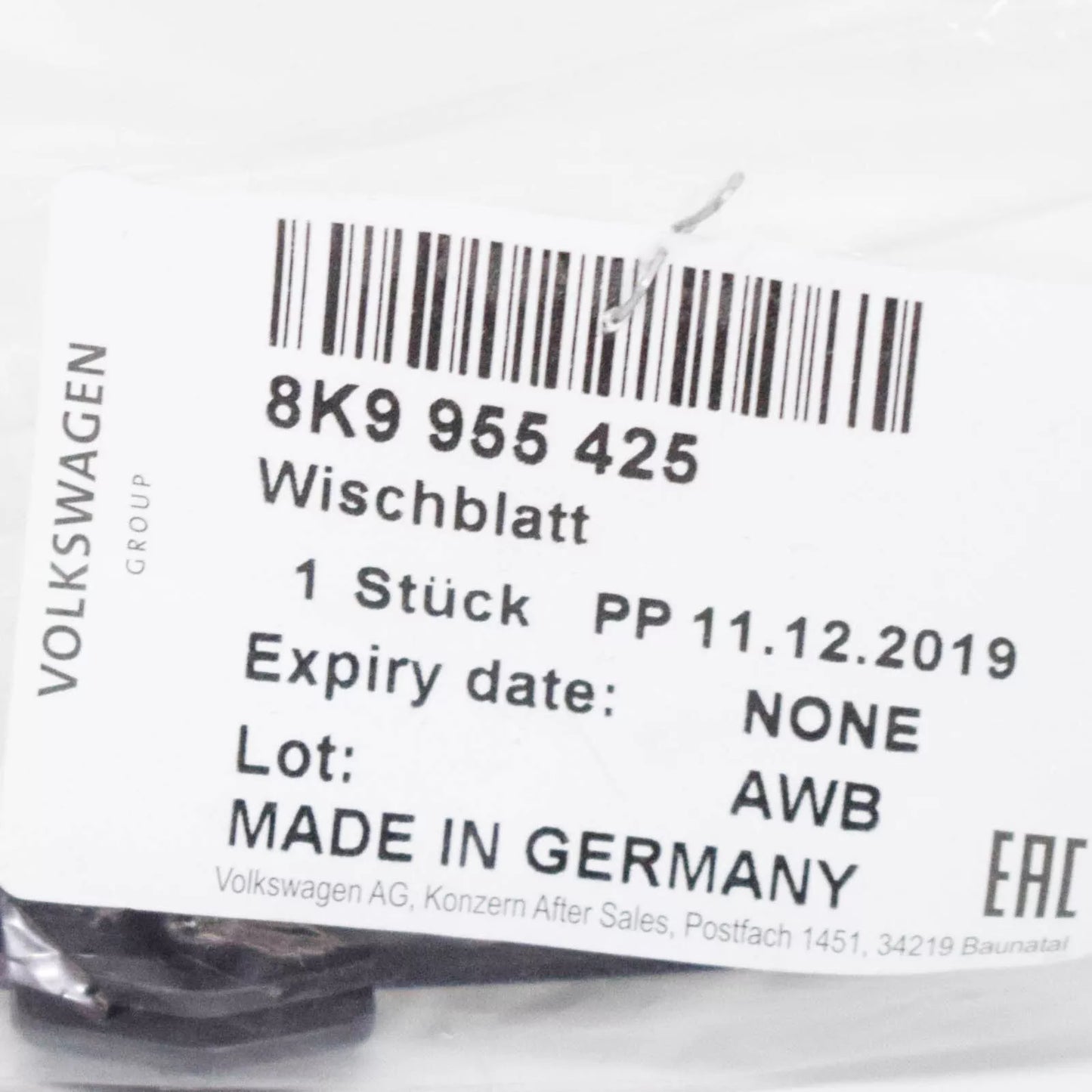 NEW AUDI Q3 8U REAR WIPER BLADE 8K9955425 ORIGINAL