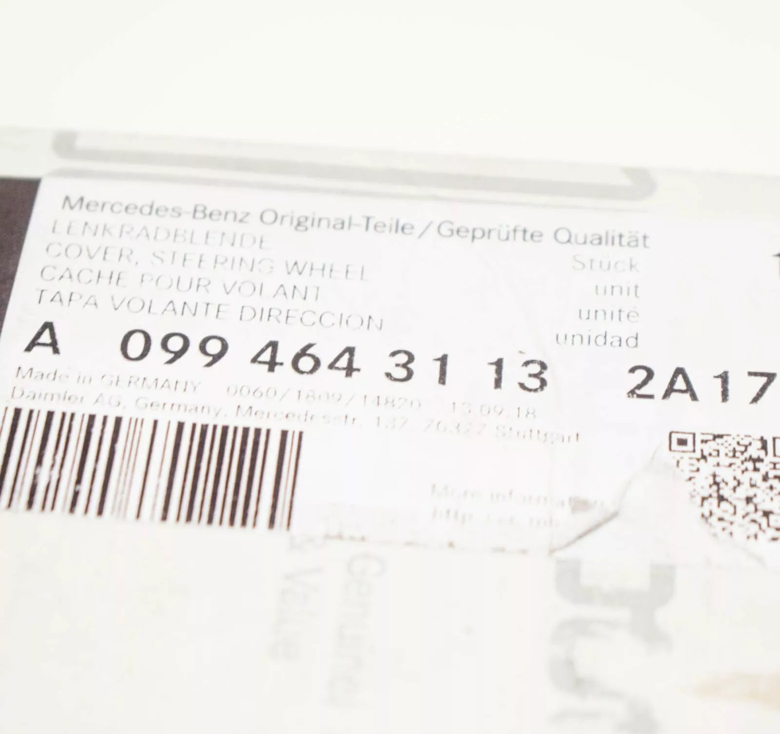 NEW MERCEDES-BENZ GLC X253 STEERING WHEEL COVER TRIM A09946431132A17 ORIGINAL