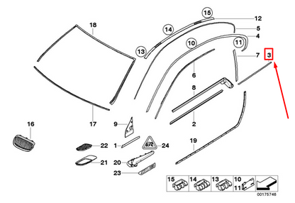 new bmw 3 e92 rear right window trim molding finisher 7173554 51377173554
