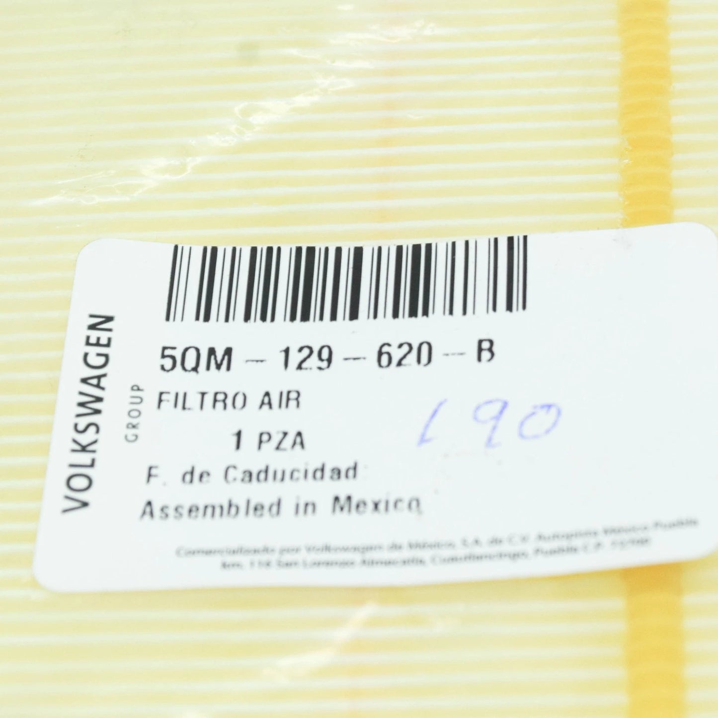 NEW VOLKSWAGEN JETTA A7 AIR FILTER 5QM129620B ORIGINAL