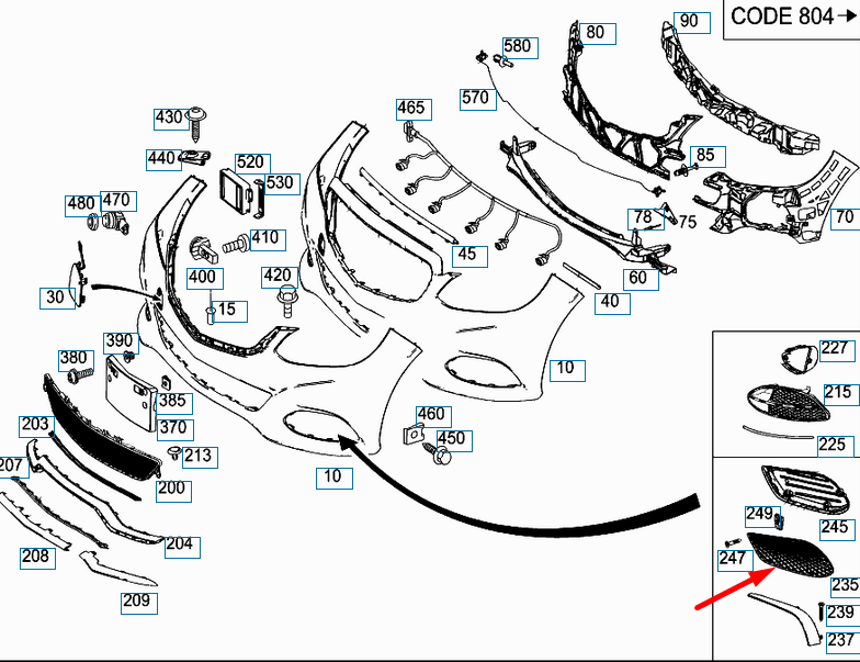 NEW MERCEDES-BENZ E-CLASS W212 FRONT LEFT GRILLE A2128850724 ORIGINAL