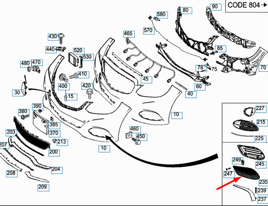 NEW MERCEDES-BENZ E-CLASS W212 FRONT LEFT GRILLE A2128850724 ORIGINAL