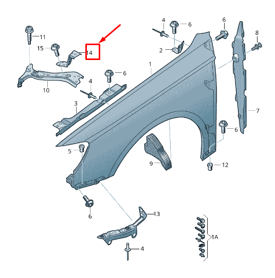 NEW AUDI RS3 RIGHT FENDER BRACE 8V0821184A ORIGINAL