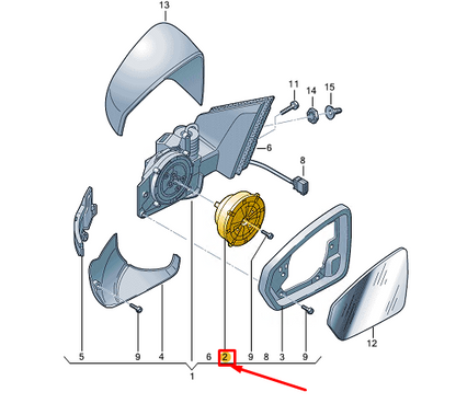 new vw polo aw mk6 right exterior mirror adjusting unit lhd 2g0959577e original