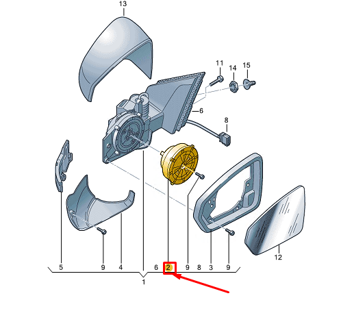 new vw polo aw mk6 right exterior mirror adjusting unit lhd 2g0959577e original