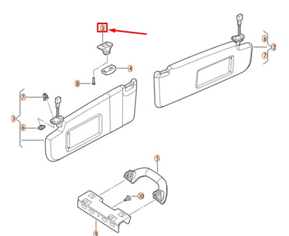 NEW VOLKSWAGEN BEETLE A5 SUN VISOR RETAINER 1K0857561BY20 ORIGINAL
