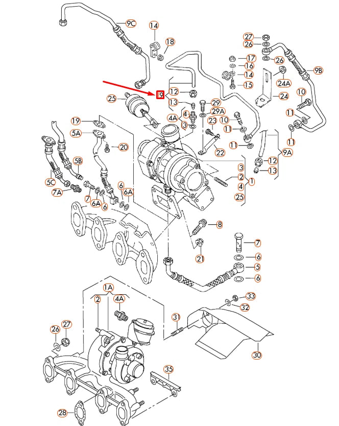 NEW VOLKSWAGEN BEETLE 9C TURBOCHARGER OIL PIPE 038145771AH ORIGINAL