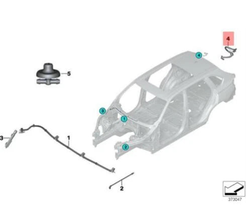 NEW BMW X5 F15 REAR TAILGATE SPRAY NOZZLE WITH HOSE 63257350771 ORIGINAL