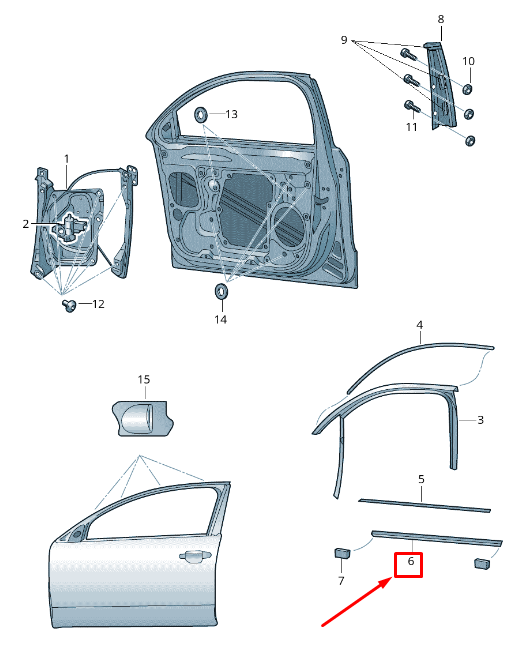 new skoda superb mk2 3t front right inner window aperture seal 3t0837480