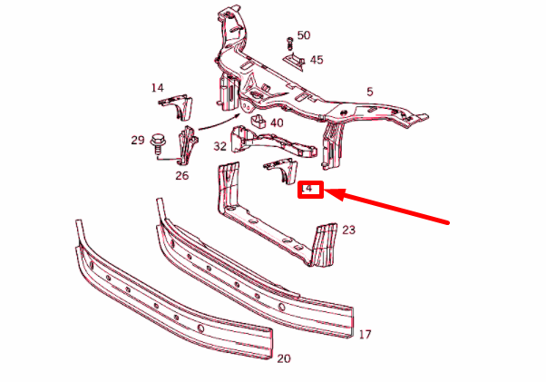 NEW MB SLK R170 FRONT BUMPER RADIATOR GRILLE SHELL BRACKET A1706201914 ORIGINAL