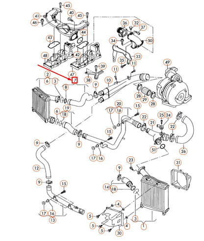 NEW AUDI Q7 4L CHARGE AIR COOLER FRONT UPPER PRESSURE HOSE 7L6145738A ORIGINAL
