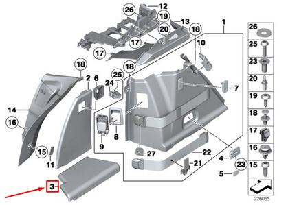new bmw 5 gran turismo f07 left trunk trim cover 7229823 51477229823 original