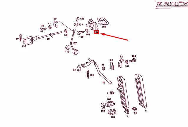 NEW MB SALOON W123 ACCELERATOR LINKAGE PIVOT MOUNT A1233000040