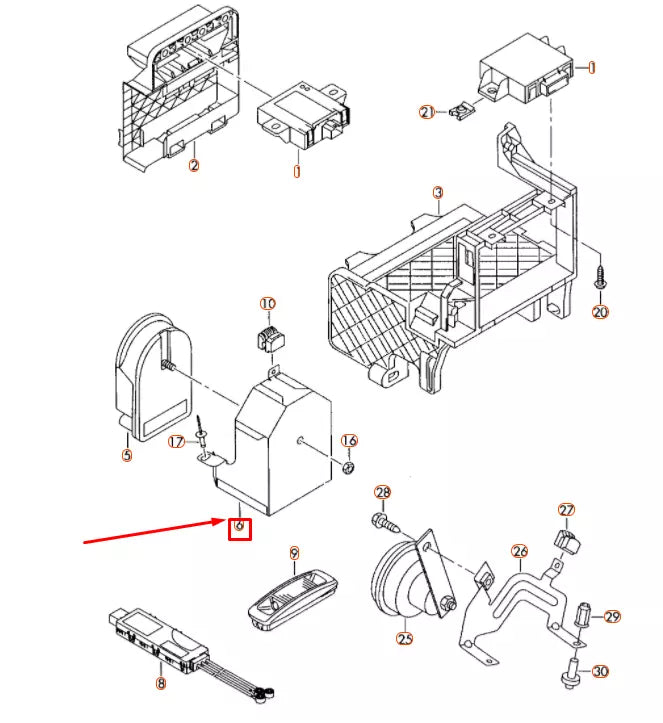 NEW VOLKSWAGEN GOLF MK5 ELECTRONIC SIREN RETAINER 1K0951227