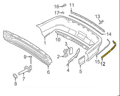 new bmw 5 e39 rear bumper right panel rocker moulding 51128205250 original