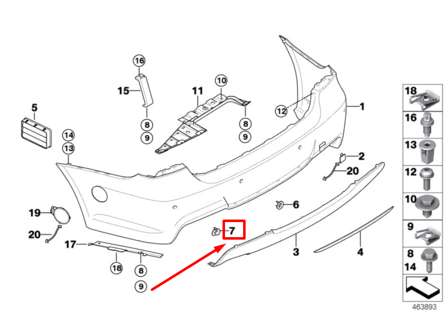 new bmw 3 e90 rear left parktronic holder 8040153 51128040153 original