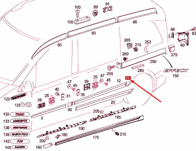 NEW MB VITO W639 REAR RIGHT BOTTOM SIDE PANEL STRIP A63969028629999 ORIGINAL