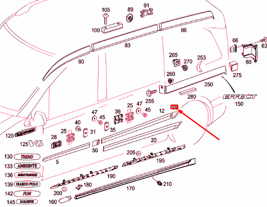 NEW MB VITO W639 REAR RIGHT BOTTOM SIDE PANEL STRIP A63969028629999 ORIGINAL