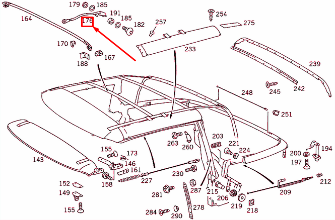 NEW MERCEDES-BENZ SL R129 FOLDING TOP RIGHT BRACKET A1297703614 ORIGINAL