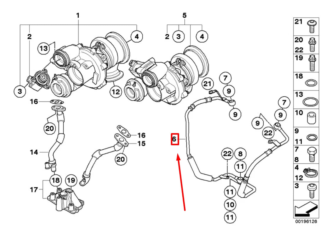 NEW BMW X5 E70 TURBOCHARGER OIL LINE 11427599233 7599233 ORIGINAL