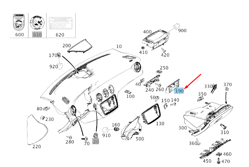 new mb gla x156 instrument panel display cover lhd a17668000089051 original