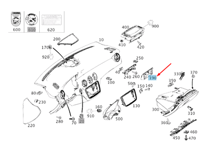 new mb gla x156 instrument panel display cover lhd a17668000089051 original