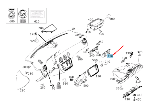 new mb gla x156 instrument panel display cover lhd a17668000089051 original