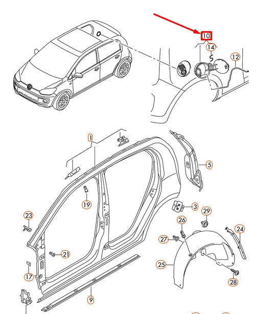 NEW VOLKSWAGEN UP FUEL FILLER FLAP 12E809857BGRU ORIGINAL