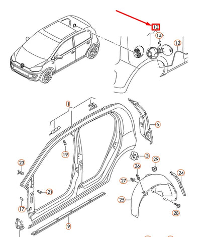 NEW VOLKSWAGEN UP FUEL FILLER FLAP 12E809857BGRU ORIGINAL