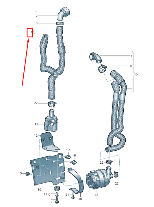 new vw arteon 3h coolant hose with quick release coupling 3q0122058e original