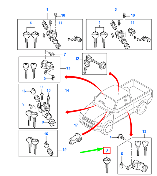 new ford ranger mk3 blank uncut key 4044061 xm34-11603-ba original