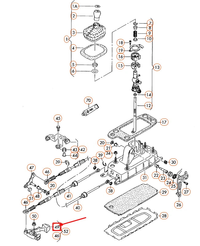 NEW AUDI A3 8P FRONT GEARSHIFT LEVER 1K0711046T ORIGINAL