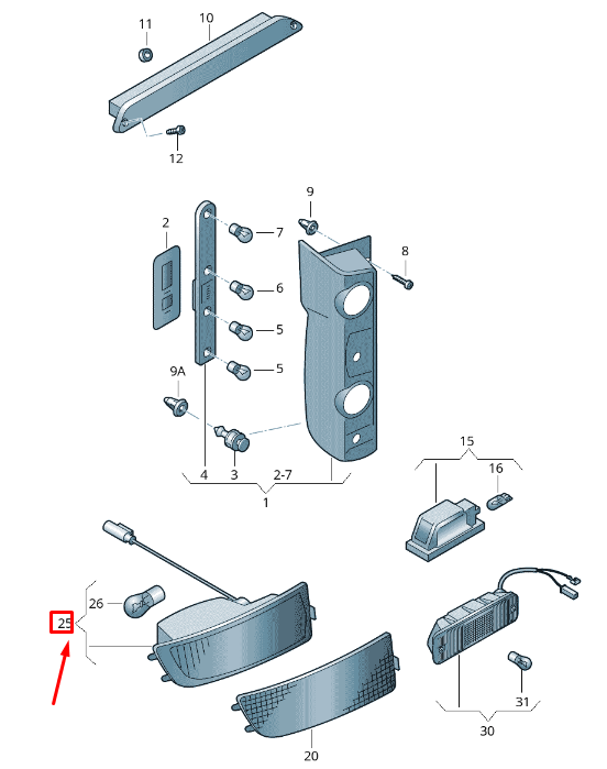 new volkswagen crafter 2f mk1 rear right fog light rhd 2e0945702 original