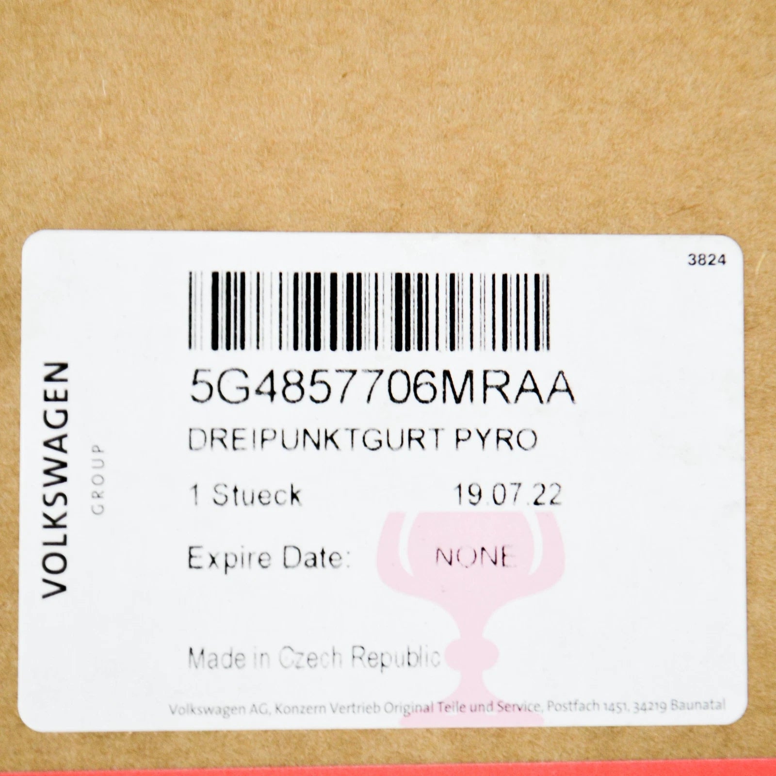 NEW VW GOLF VII 5G MK7 FRONT RIGHT SEATBELT LHD 5G4857706MRAA ORIGINAL