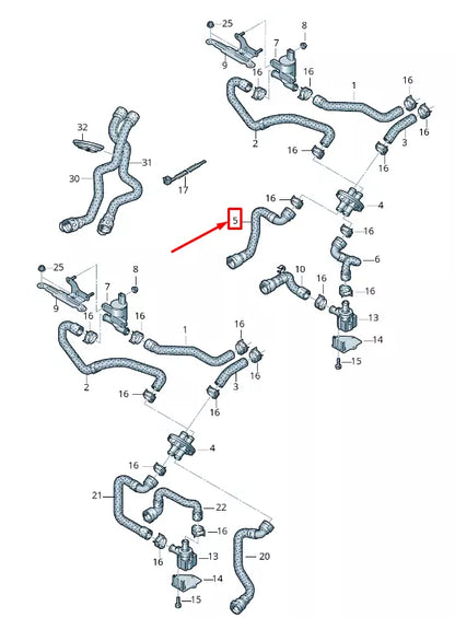 NEW AUDI Q5 8R ENGINE COOLANT HOSE 8R0819332C ORIGINAL