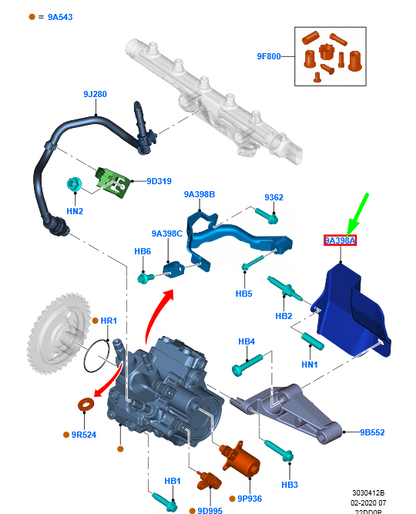new ford ranger t6 mk1fuel injection pump bracket bb3q-9a398-ac 1750494 original