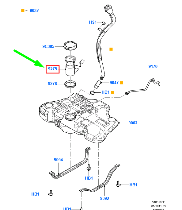 new ford mondeo mk4 fuel tank sender and pump assy 6g91-9275-ae 1500998 original