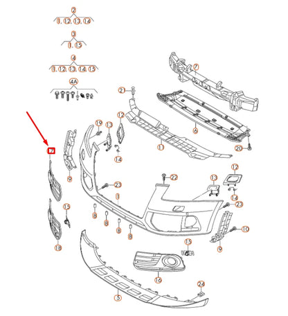 NEW AUDI Q5 8R FRONT BUMPER RIGHT GRILLE 8R0807682JBMT ORIGINAL