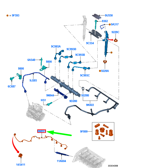 new ford ranger t6 mk1 glow plug wire 2269421 eb3t-6m091-cd original