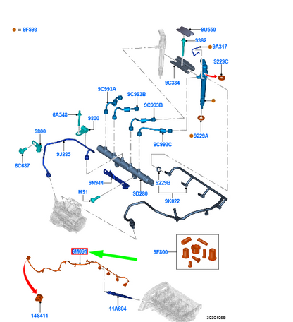 new ford ranger t6 mk1 glow plug wire 2269421 eb3t-6m091-cd original