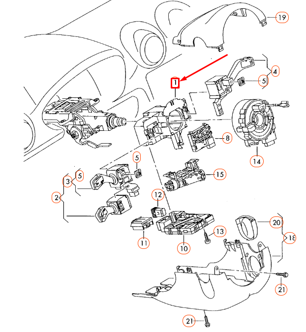 NEW AUDI A3 8P STEERING COLUMN SWITCH MOUNTING 1K0905141 ORIGINAL