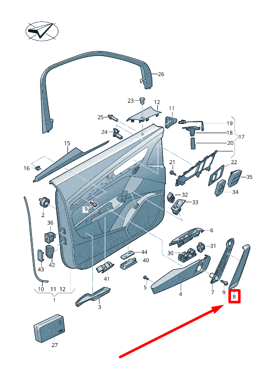 NEW AUDI Q5 FY FRONT LEFT DOOR PANEL HANDLE COVER 80A867171A6PS ORIGINAL