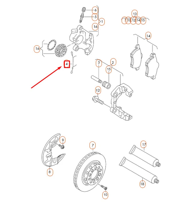 NEW AUDI A4 B7 FRONT ANTI-RATTLE RETAINING SPRING 4A0615269 ORIGINAL