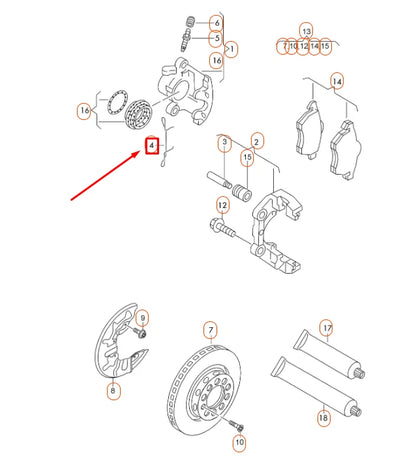 NEW AUDI A4 B7 FRONT ANTI-RATTLE RETAINING SPRING 4A0615269 ORIGINAL