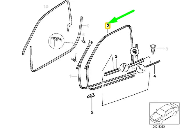 NEW BMW 3 COUPE E36 FRONT RIGHT DOOR SEAL 51711977728 1977728 ORIGINAL